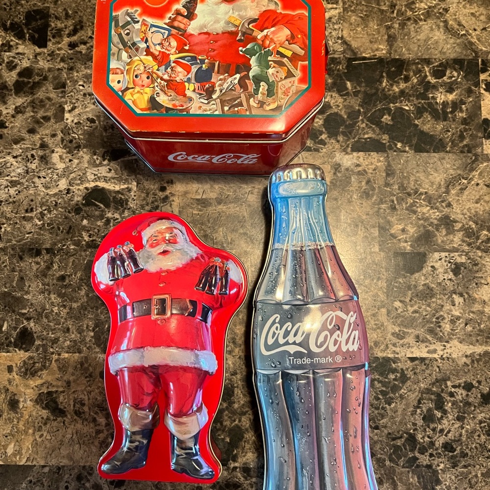 Coca-Cola Red Santa and Bottle Tin Collection